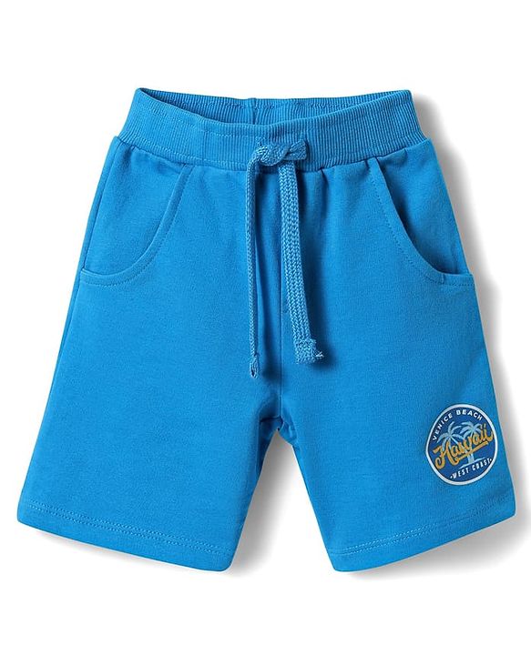 Babyhug Single Jersey Knit Half Sleeves T-Shirt & Shorts Set With Hawaii Print & Cut & Sew Design - Yellow & Blue