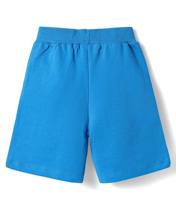 Babyhug Single Jersey Knit Half Sleeves T-Shirt & Shorts Set With Hawaii Print & Cut & Sew Design - Yellow & Blue