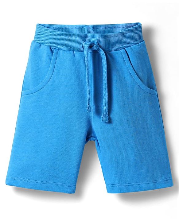 Babyhug Single Jersey Knit Half Raglan Sleeves T-Shirt & Shorts Set With Smiley Print - Blue