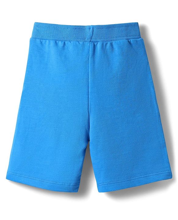 Babyhug Single Jersey Knit Half Raglan Sleeves T-Shirt & Shorts Set With Smiley Print - Blue