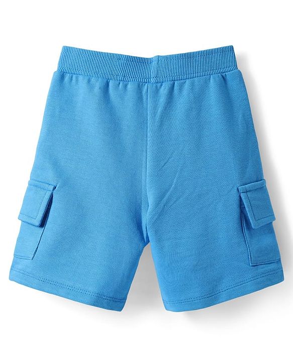 Babyhug Single Jersey Knit Sleeveless Tank T-Shirt & Shorts Set with Tropical Theme Print - Blue