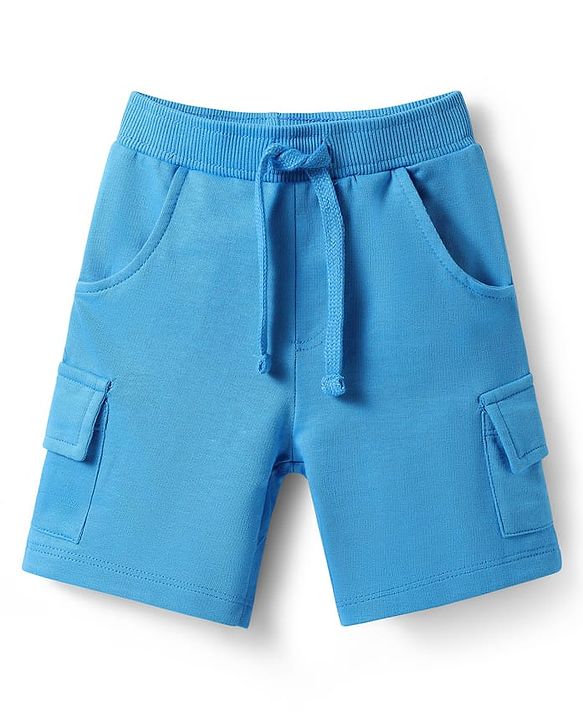 Babyhug Single Jersey Knit Sleeveless Tank T-Shirt & Shorts Set with Tropical Theme Print - Blue