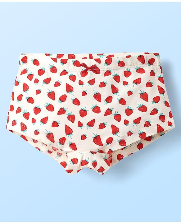 Pine Kids Cotton Elastane Knit Hipsters With Strawberry Print Pack of 3 (Color May Vary)