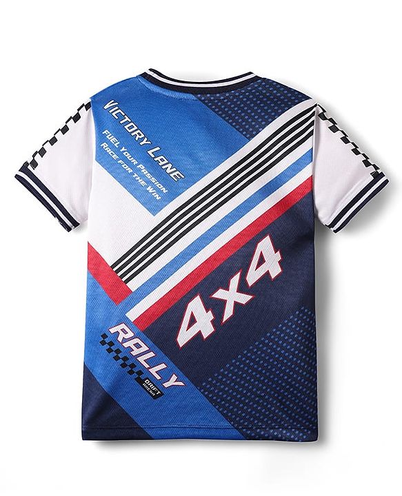 Pine Active Knit Half Sleeves Printed T-Shirt - Blue