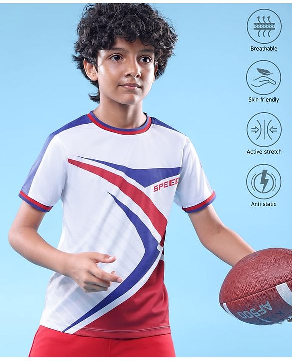 Pine Active Knit Half Sleeves Printed T-Shirt - White