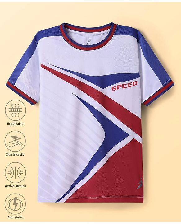 Pine Active Knit Half Sleeves Printed T-Shirt - White
