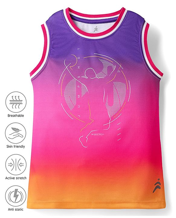 Pine Active Knit Sleeveless High Stretch T-Shirt With Ombre Effect - Multicolor