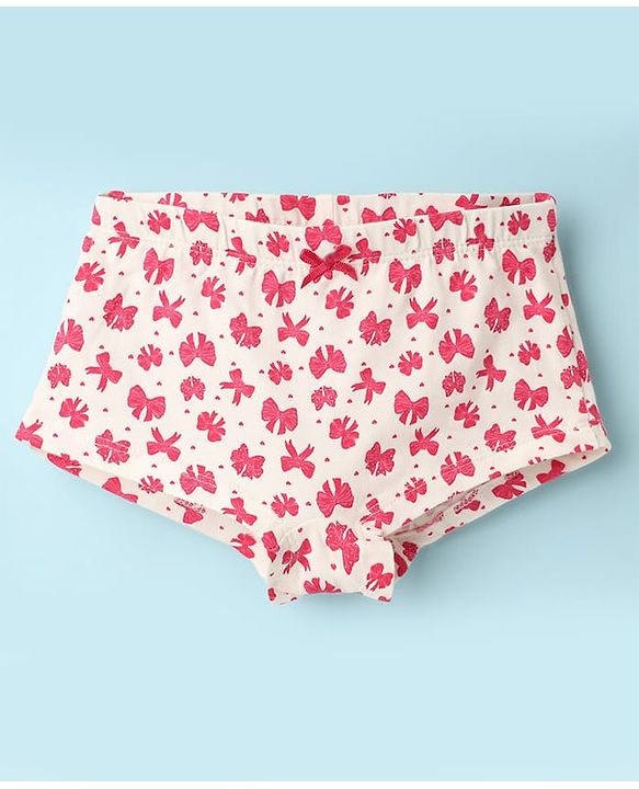 Pine Kids Cotton Elastane Knit Hipsters With Polka Dots & Bow Print Pack Of 3 (Colour May Vary)