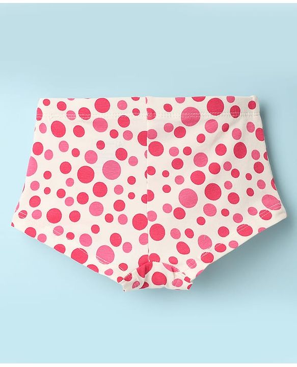 Pine Kids Cotton Elastane Knit Hipsters With Polka Dots & Bow Print Pack Of 3 (Colour May Vary)