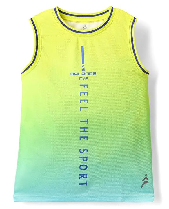 Pine Active Sleeveless T-Shirt With Text Print - Lime Green
