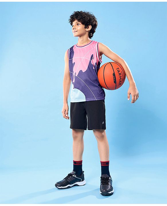 Pine Active Knit Sleeveless High Stretch T-Shirt With Color Block Design - Multicolor