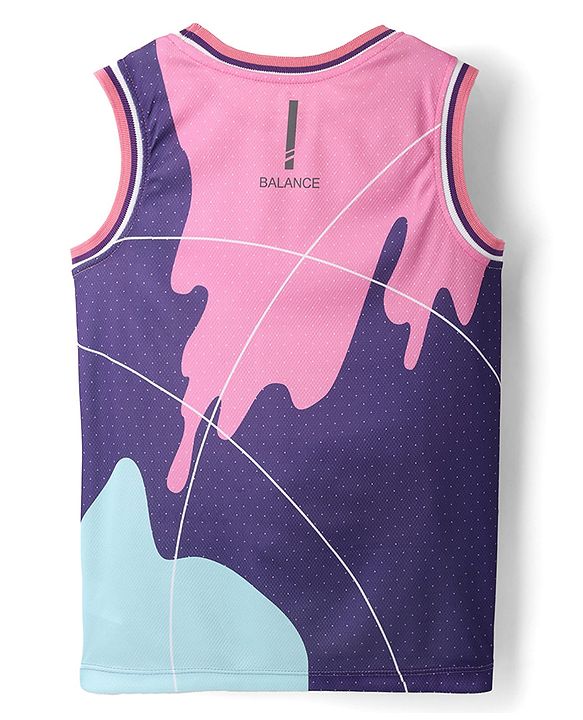 Pine Active Knit Sleeveless High Stretch T-Shirt With Color Block Design - Multicolor