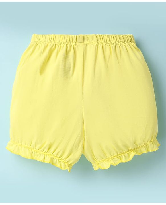 Pine Kids Cotton Elastane Knit Bloomers With Stripes & Shell Print Pack Of 3 - Yellow & Pink