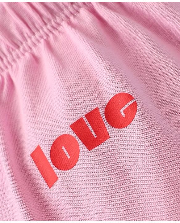 Pine Kids Cotton Elastane Knit Bloomers With Heart & Text Print Pack Of 3 - Pink