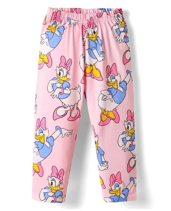 Babyhug Disney Single Jersey Knit Full Sleeves Co-ords Night Suit with Daisy Duck Graphics - Pink