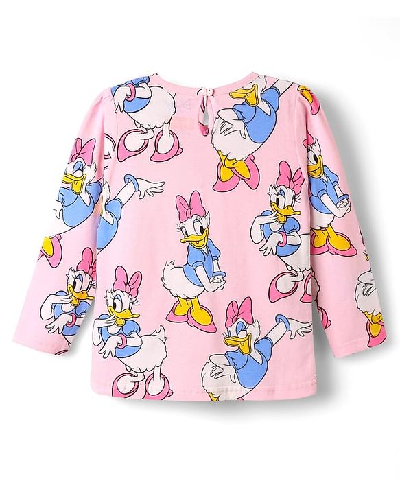 Babyhug Disney Single Jersey Knit Full Sleeves Co-ords Night Suit with Daisy Duck Graphics - Pink