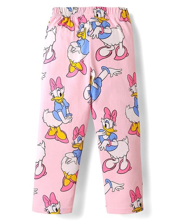 Babyhug Disney Single Jersey Knit Full Sleeves Co-ords Night Suit with Daisy Duck Graphics - Pink