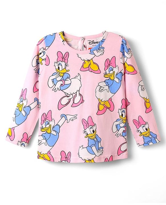 Babyhug Disney Single Jersey Knit Full Sleeves Co-ords Night Suit with Daisy Duck Graphics - Pink