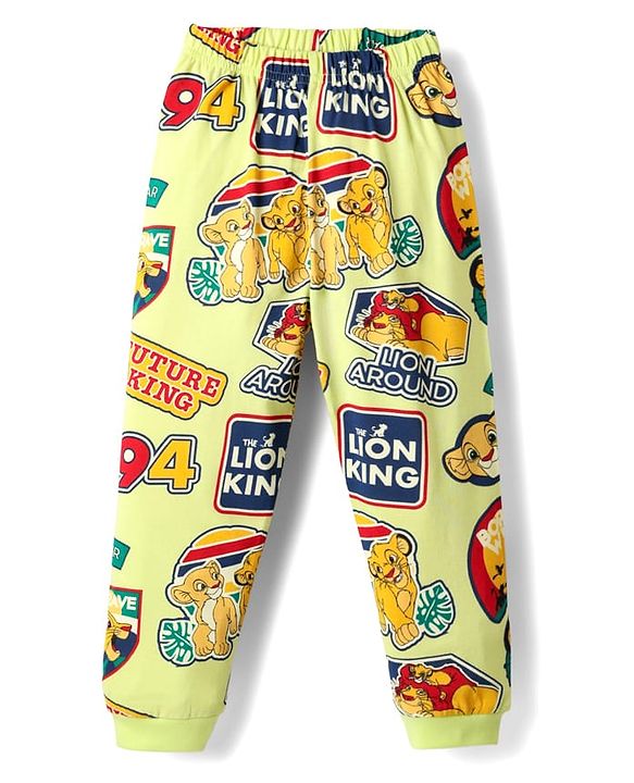 Babyhug Disney Single Jersey Knit Full Sleeves Night Suit with Lion King Graphics - Yellow