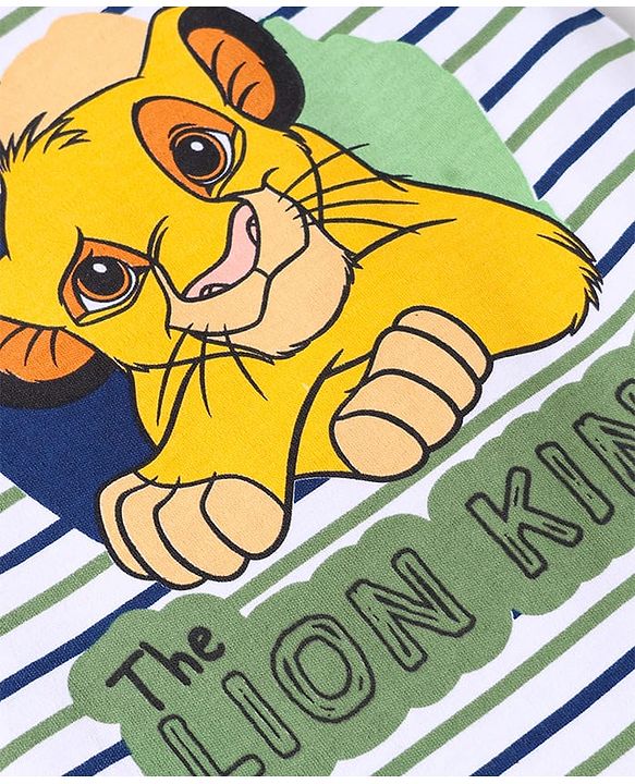 Babyhug 100% Cotton Knit Half Sleeves Romper With Simba Graphic Pack Of 3 - Navy Blue & White