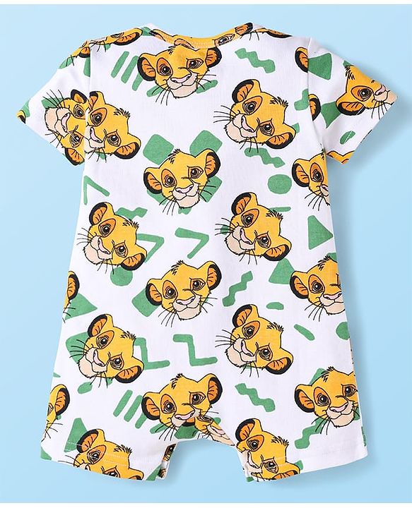 Babyhug 100% Cotton Knit Half Sleeves Romper With Simba Graphic Pack Of 3 - Navy Blue & White