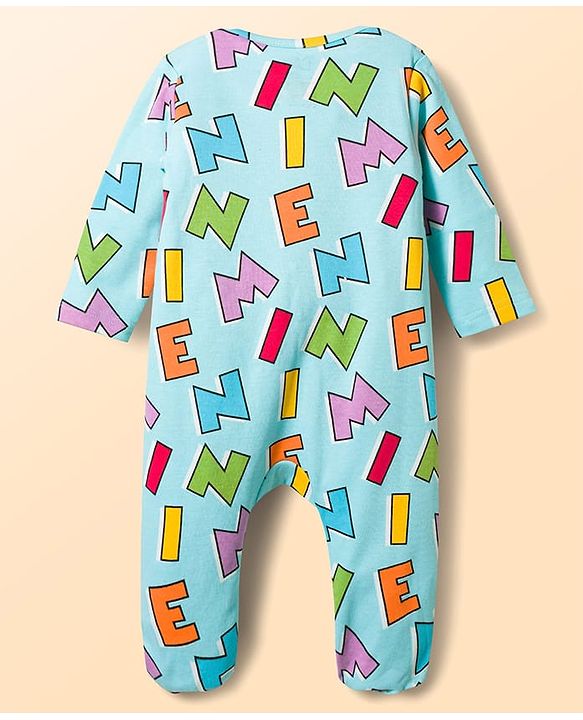 Babyhug Disney 100% Cotton Knit Full Sleeves Sleepsuits With Minnie Mouse Family Graphics Pack Of 2-Multicolor