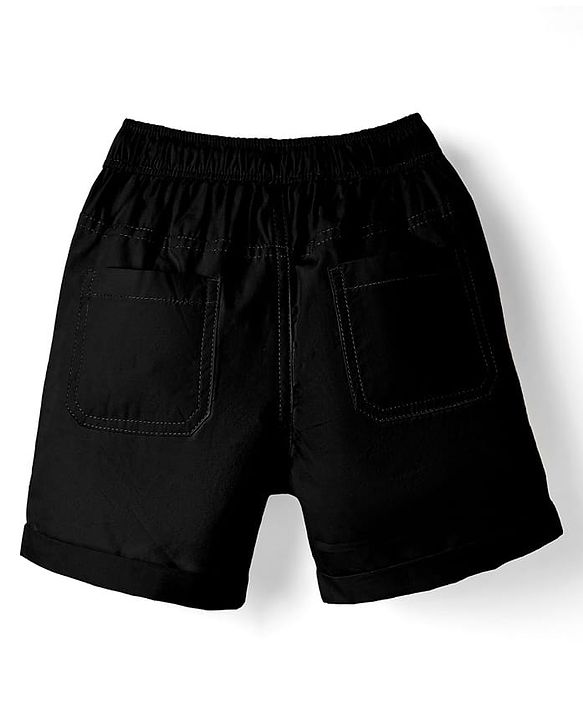 Babyhug Cotton Woven Solid Coloured Shorts - Black