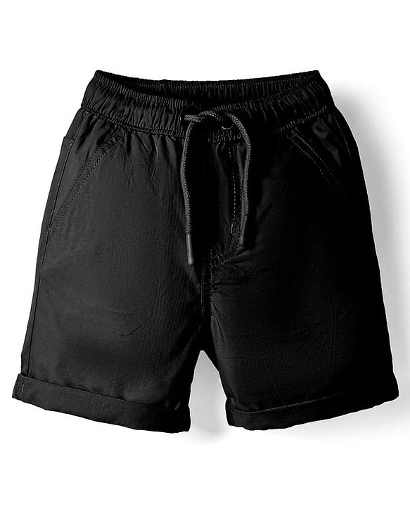 Babyhug Cotton Woven Solid Coloured Shorts - Black