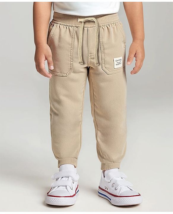 Babyhug Twill Woven Full Length Solid Coloured Trousers With Stretch - Navy Blue