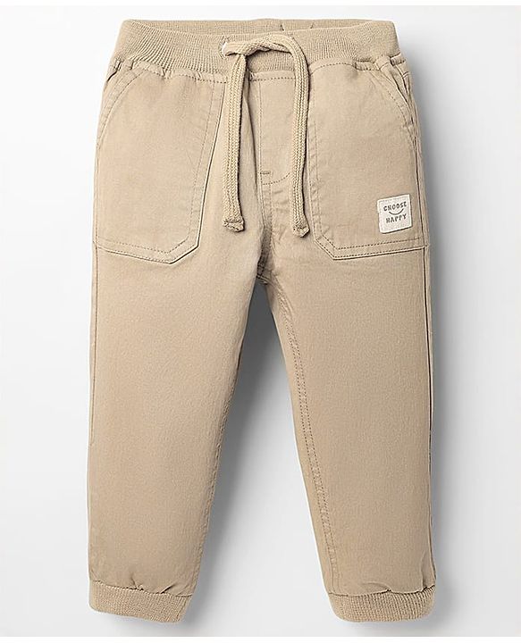 Babyhug Twill Woven Full Length Solid Coloured Trousers With Stretch - Navy Blue