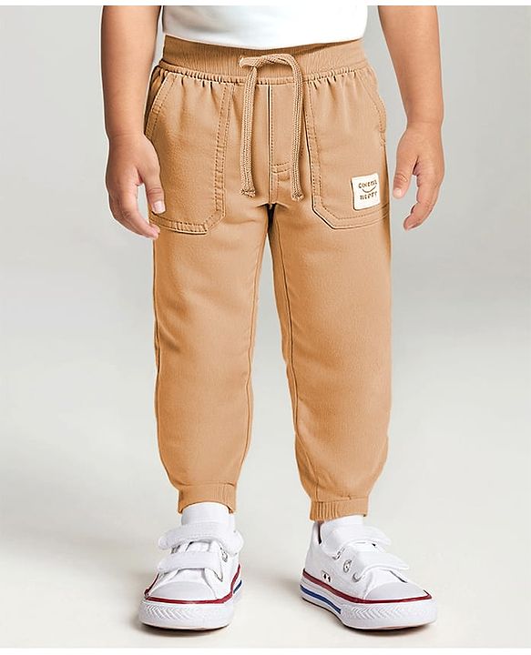 Babyhug Twill Woven Full Length Solid Coloured Trousers With Stretch - Navy Blue
