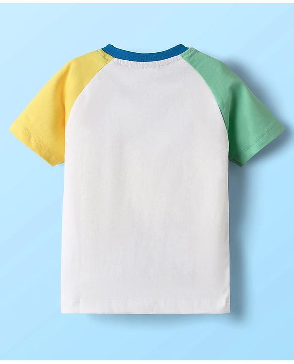 Babyhug Cotton Knit Half Raglan Sleeves T-Shirt with Text Print - White