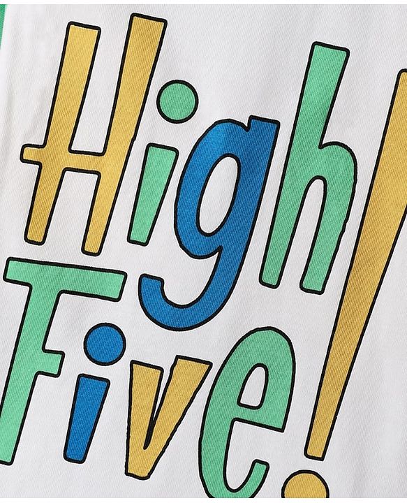 Babyhug Cotton Knit Half Raglan Sleeves T-Shirt with Text Print - White