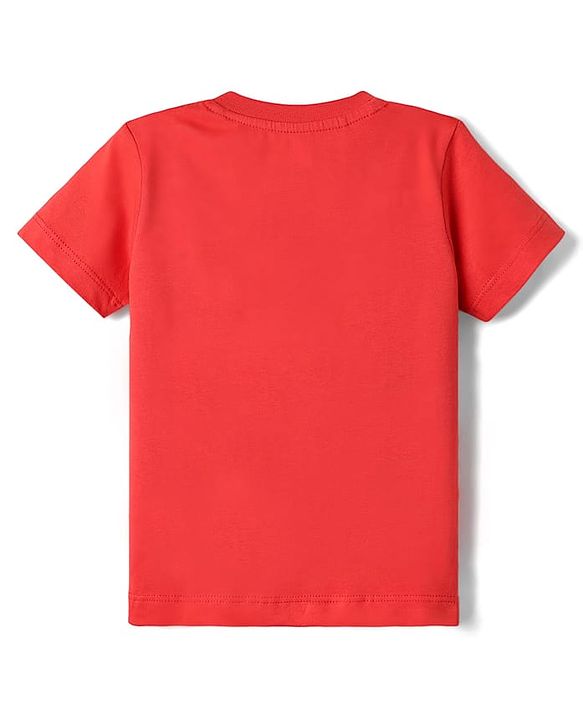 Babyhug Cotton Knit Half Sleeves T-Shirt with Giraffe Print - Red