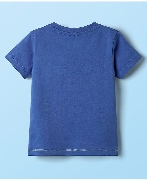 Babyhug Cotton Knit Half Sleeves Cut & Sew T-Shirt with Text Print - Blue White & Light Green