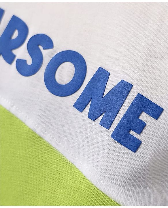 Babyhug Cotton Knit Half Sleeves Cut & Sew T-Shirt with Text Print - Blue White & Light Green