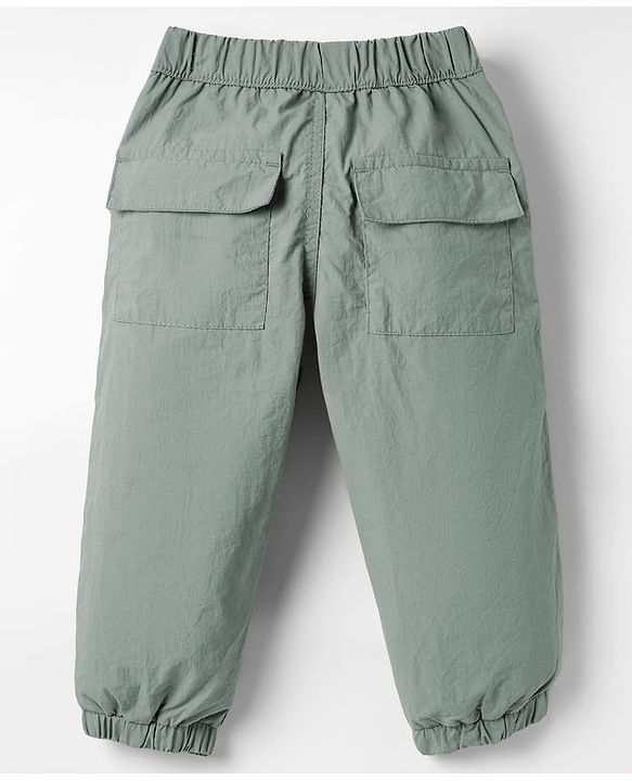 Babyhug Woven Full Length Solid Colour Parachute Pant - Smoke Green