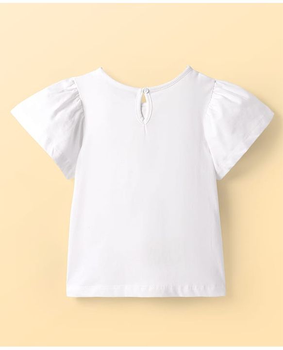 Pine Kids Cotton Knit Frock & Half Bell Sleeves Inner Tee With Floral Print - Blue & White