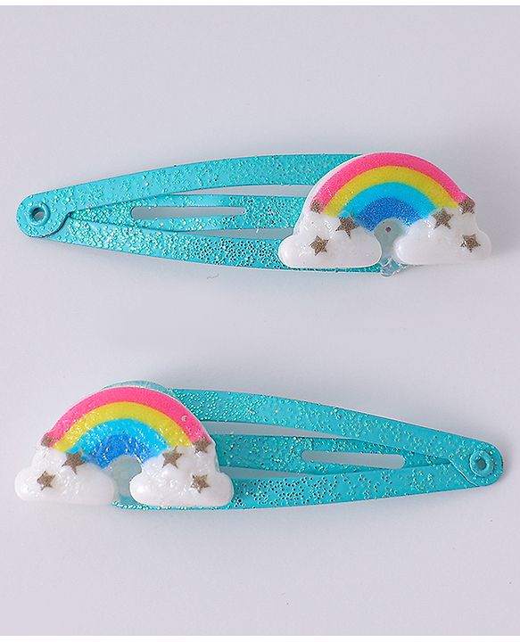 Babyhug Snap Hair Clips with Butterfly Floral & Heart Applique Pack of 12 - Light Blue Pink & Yellow