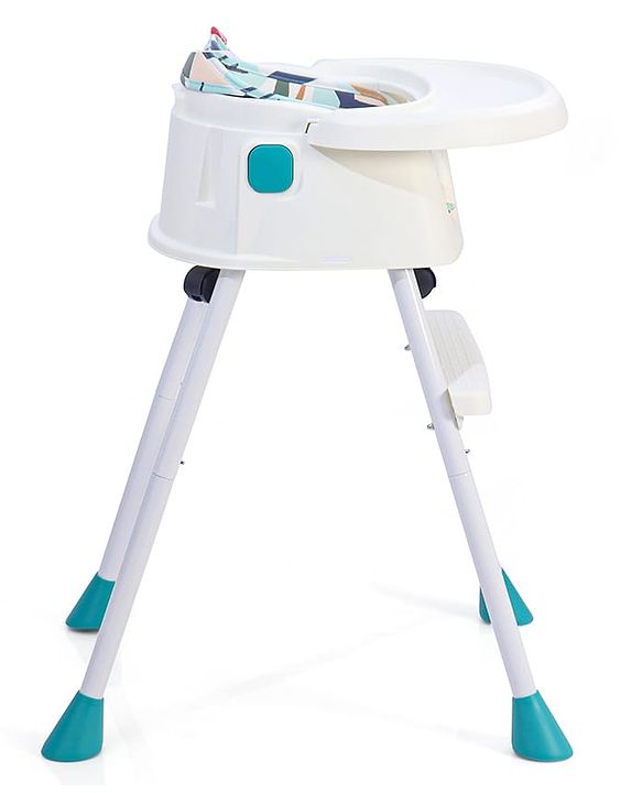 Babyhug 4 in 1 Convertible High Chair with Adjustable Height & Comfortable Seat - White