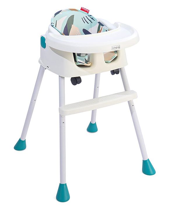 Babyhug 4 in 1 Convertible High Chair with Adjustable Height & Comfortable Seat - White