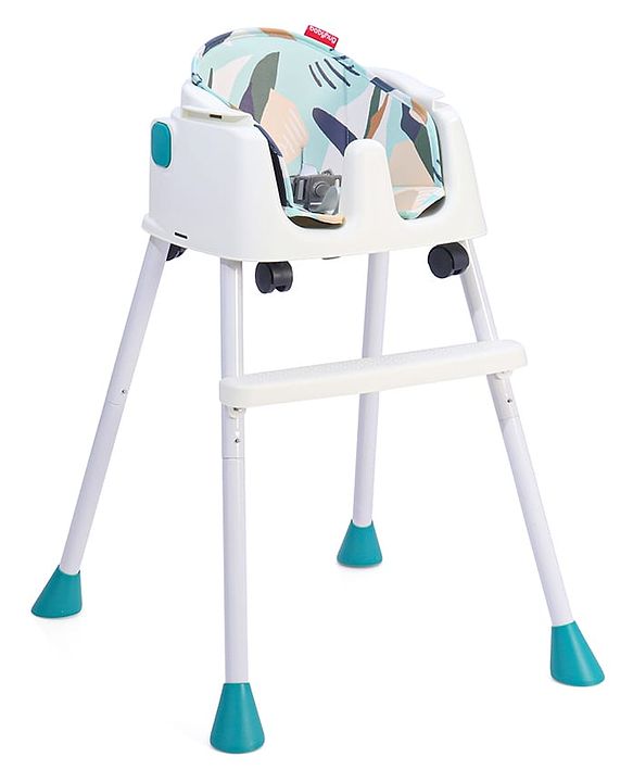 Babyhug 4 in 1 Convertible High Chair with Adjustable Height & Comfortable Seat - White