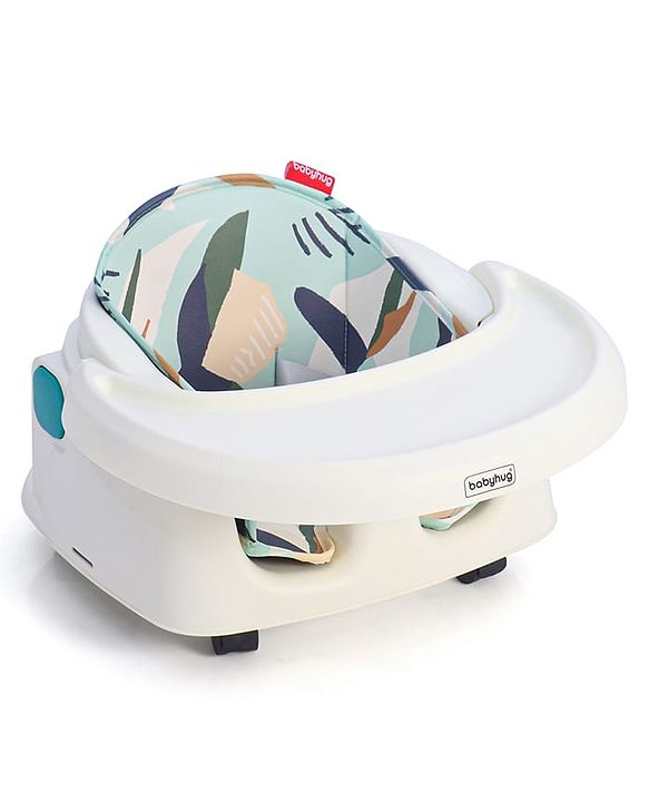 Babyhug 4 in 1 Convertible High Chair with Adjustable Height & Comfortable Seat - White