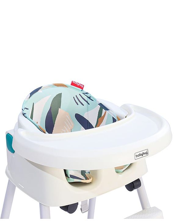 Babyhug 4 in 1 Convertible High Chair with Adjustable Height & Comfortable Seat - White