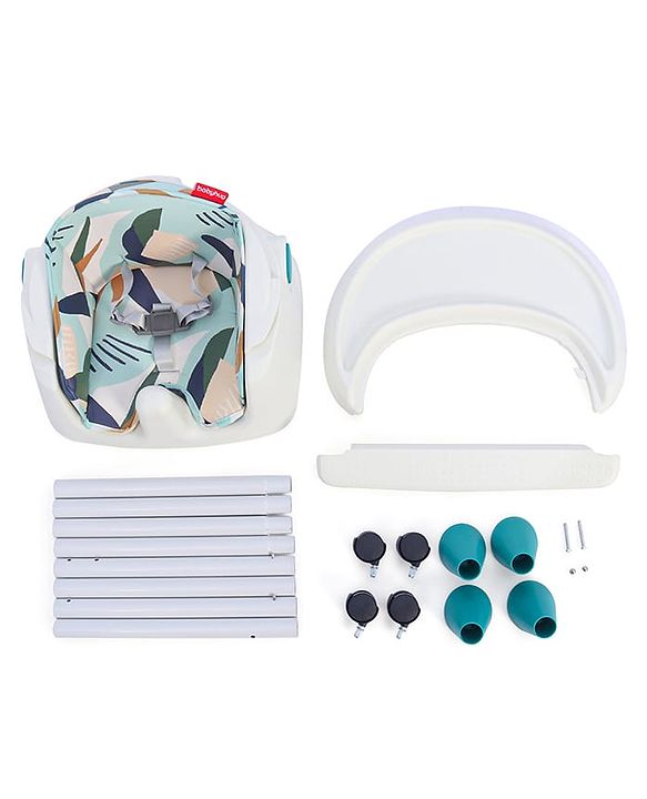 Babyhug 4 in 1 Convertible High Chair with Adjustable Height & Comfortable Seat - White