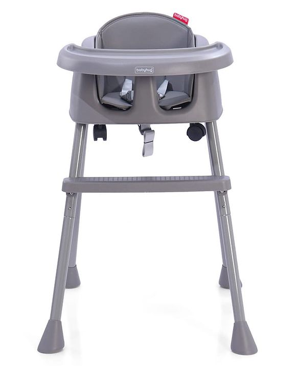 Babyhug 4 in 1 Convertible High Chair with Adjustable Height & Comfortable Seat - White