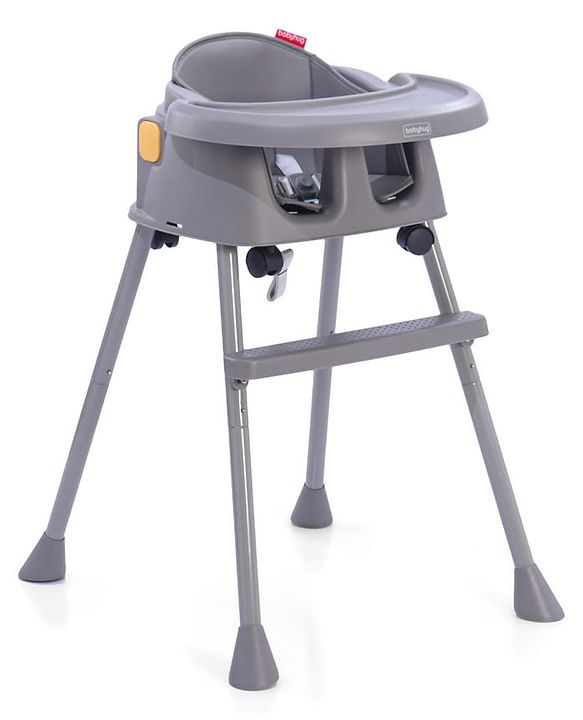 Babyhug 4 in 1 Convertible High Chair with Adjustable Height & Comfortable Seat - White