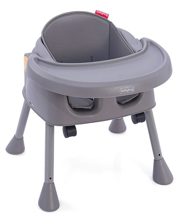 Babyhug 4 in 1 Convertible High Chair with Adjustable Height & Comfortable Seat - White