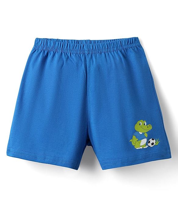 Babyhug 100% Cotton Single Jersey Knit Sleeveless Sando & Shorts Set with Dino Print - Yellow & Blue