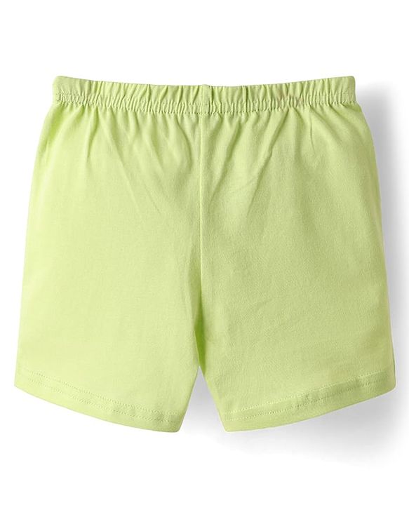 Babyhug 100% Cotton Single Jersey Knit Sleeveless Sando & Shorts Set With Stripes - Light Green